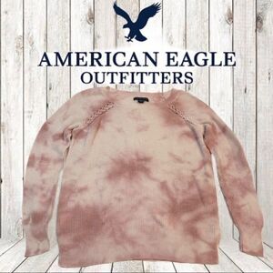 American Eagle Pink and White Tie Dye Sweater - size XS‎